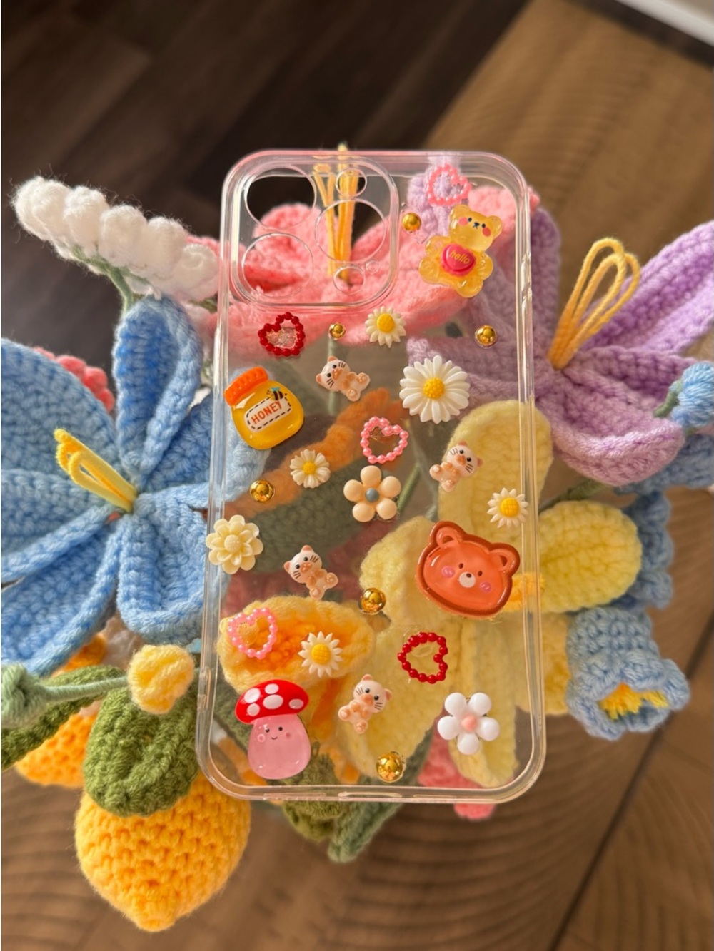 Honey Blossom Bear Custom Soft Shell Case iPhone 15 Pro Max